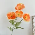 Amapolas artificiales naranjas con cuatro cabezas realistas para decoración de hogar - Naranja