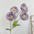 Pavot artificiel en soie violet lavande avec quatre têtes et étamines jaunes vives - Violet