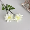 Elegant artificial cream white dahlia flower with two blooming heads for home decoration - White
