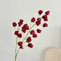 Realistic artificial physalis flower branch in deep burgundy for home decor and weddings - Red