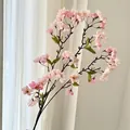 Branche de cerisier artificiel avec fleurs en soie dégradé rose blanc et feuilles vertes - Rose Dégradé