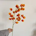 Artificial lantern fruit branch with orange gradient petals and long green stem - Orange