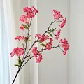 Branche de cerisier artificiel avec fleurs roses et feuilles vertes pour déco - Rose Rouge