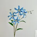 Single stem of blue gradient 3D lily with four flower heads for elegant home decor - Dark Blue