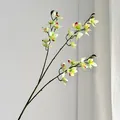 Artificial cymbidium orchid branch with light green petals and deep red center - Light Green