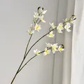 Artificial cream vanda orchid branch with yellow centers and realistic soft petals - Light Champagne