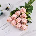 Artificial Bulgarian light pink roses bunch on marble background with magazine decor - Light Pink