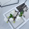 Single branch artificial white magnolia flower with realistic texture for home decoration - White