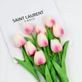 Nueve tulipanes de PU realistas degradado rosa y blanco para decorar bodas - Rosa Claro