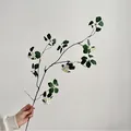 Rama de loto artificial estilo Zen con pequeñas flores blancas para decoración hogar - Estilo Corto (84cm) / Blanco