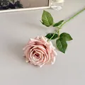 Moisturizing dusty pink artificial rose flower with natural petals and green leaves - Light Coffee