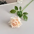 Single champagne artificial rose with realistic moisturizing texture for home decor - Light Champagne