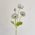 Light blue artificial poppy flower with realistic gradient petals and yellow stamens - Broken Ice Blue