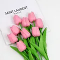 Ramo de nueve tulipanes de PU rosa con textura realista para decoración minimalista - Rosa carne
