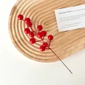 Single artificial red berry stem with high gloss finish for festive home decoration - Large Berry Style