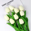 Ramo de tulipanes artificiales blanco crema con nueve tallos para decoración nórdica - Blanco Leche