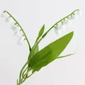 Ramo di mughetto artificiale con fiori bianchi a campana e foglie verdi allungate - Bianco