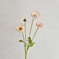 Pink and white gradient artificial poppy flower with realistic textured stem - Light Pink