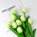 Ramo de tulipanes artificiales en degradado blanco y verde para decoración - Verde claro