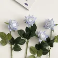 Artificial light blue gradient roses with realistic moist texture petals and green leaves - Gradient Blue
