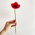 Amapola artificial roja de PU realista con tallo largo para decoración de casa - Rojo