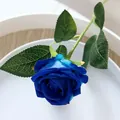 Lange fluwelen kunstmatige roos in donkerblauw voor huis- en bruiloftsdecoratie - 7.5cm / Fluweel Roos Blauw