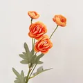 Artificial Persian Ranunculus branch with four orange flower heads for home decoration - Orange