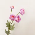 Pinkish purple artificial Ranunculus flower with four heads and realistic fabric petals - Purple