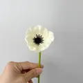 Fiore di papavero artificiale in PU bianco crema con stame nero per decorazione - Bianco Latte