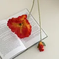 Lebendige orangerote künstliche Mohnblume mit beflocktem Stiel für die Heimdekoration - Sonnenuntergang Orange
