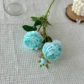 Tige unique de pivoine artificielle bleu clair avec deux fleurs et un bourgeon - Bleu Clair