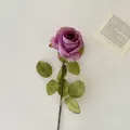 Vintage burnt-edge artificial rose in lilac purple for home decor and wedding bouquet - Purple