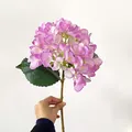 Single lifelike artificial hydrangea stem with purple and pink gradient silk petals - Lavender