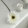 Single stem of realistic white artificial gerbera daisy with high quality petals - White
