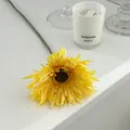 Single yellow artificial gerbera daisy flower stem for minimalist home decor - Yellow