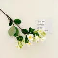 Ramo di gelsomino artificiale bianco con foglie verdi per decoro e fotografia - Bianco