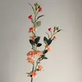 Pink and peach artificial camellia flower branch with green leaves for home decor - Champagne