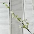 Elegant single white snow willow branch with green buds for minimalist home decor - White