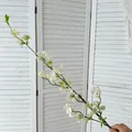 Artificial white and pink snowy willow branch decoration with a natural brown woody stem - Pink