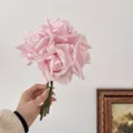 Handheld bouquet of five pink moisturizing roses for home wedding decoration - Light Pink