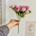 Artificial pink rose bouquet with ten heads held by hand for wedding home decor - Dusty Pink