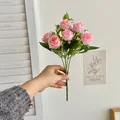 Artificial pink rose bouquet with 10 heads for home decor and wedding arrangement - Light Pink