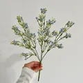 Single bundle of blue artificial gypsophila flower with natural green stems - Blue
