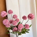 Pink artificial pompon chrysanthemum bouquet with multi-headed lifelike silk dandelions - Autumn Coffee