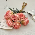 Vintage-style artificial pink roses with burnt edges in a romantic home setting bouquet - Light Pink