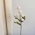 Faux white ping pong chrysanthemum flower with five heads for wedding home decoration - Autumn White