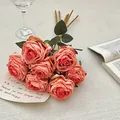 Bouquet of vintage artificial roses with burnt edges in soft pink for home decor - Deep Pink