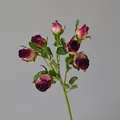 Einzelner künstlicher Rosenzweig mit 7 Köpfen im Vintage-Stil in Lila-Farbverlauf - Herbstrot