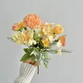 Artificial wedding bouquet with orange roses and hydrangeas for bridal decor - Orange