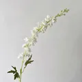Elegant single stem white silk delphinium flower for home and wedding decor - White